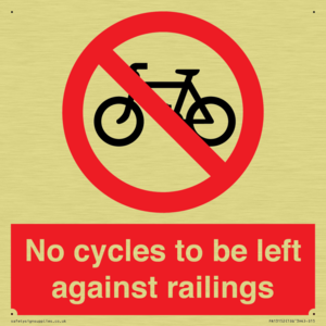No cycles to be left against railings